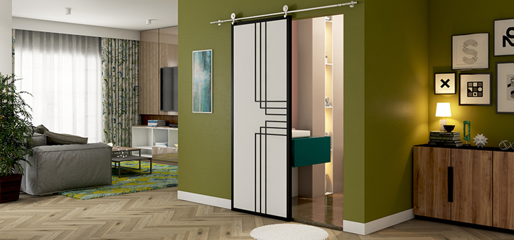 sliding bathroom door installation in Sierra Madre